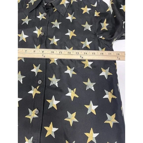 Equipment Femme Dress Women XS Black Brett Star Print Silk Shirt Dress - Picture 10 of 12